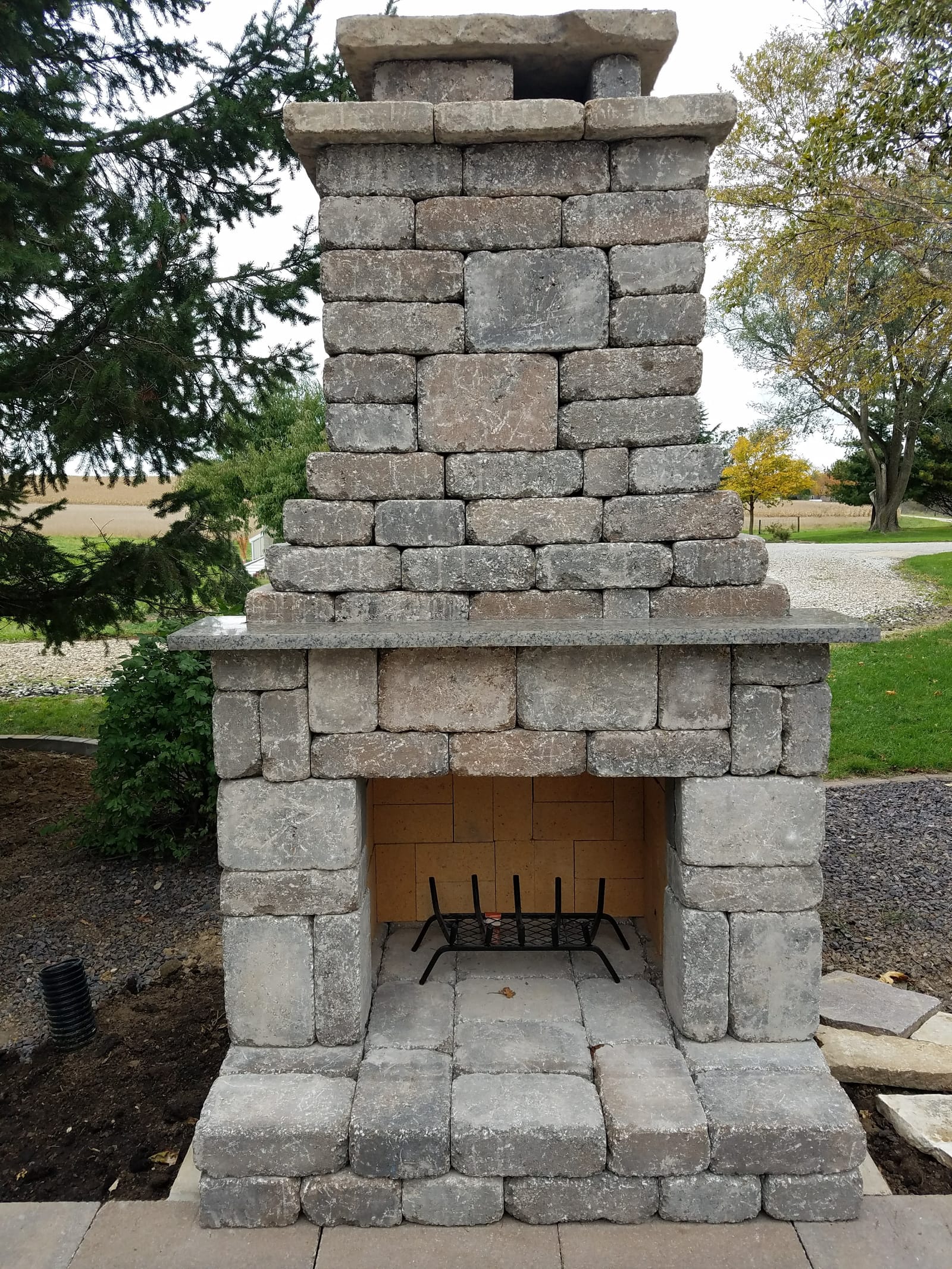 Stone fireplace